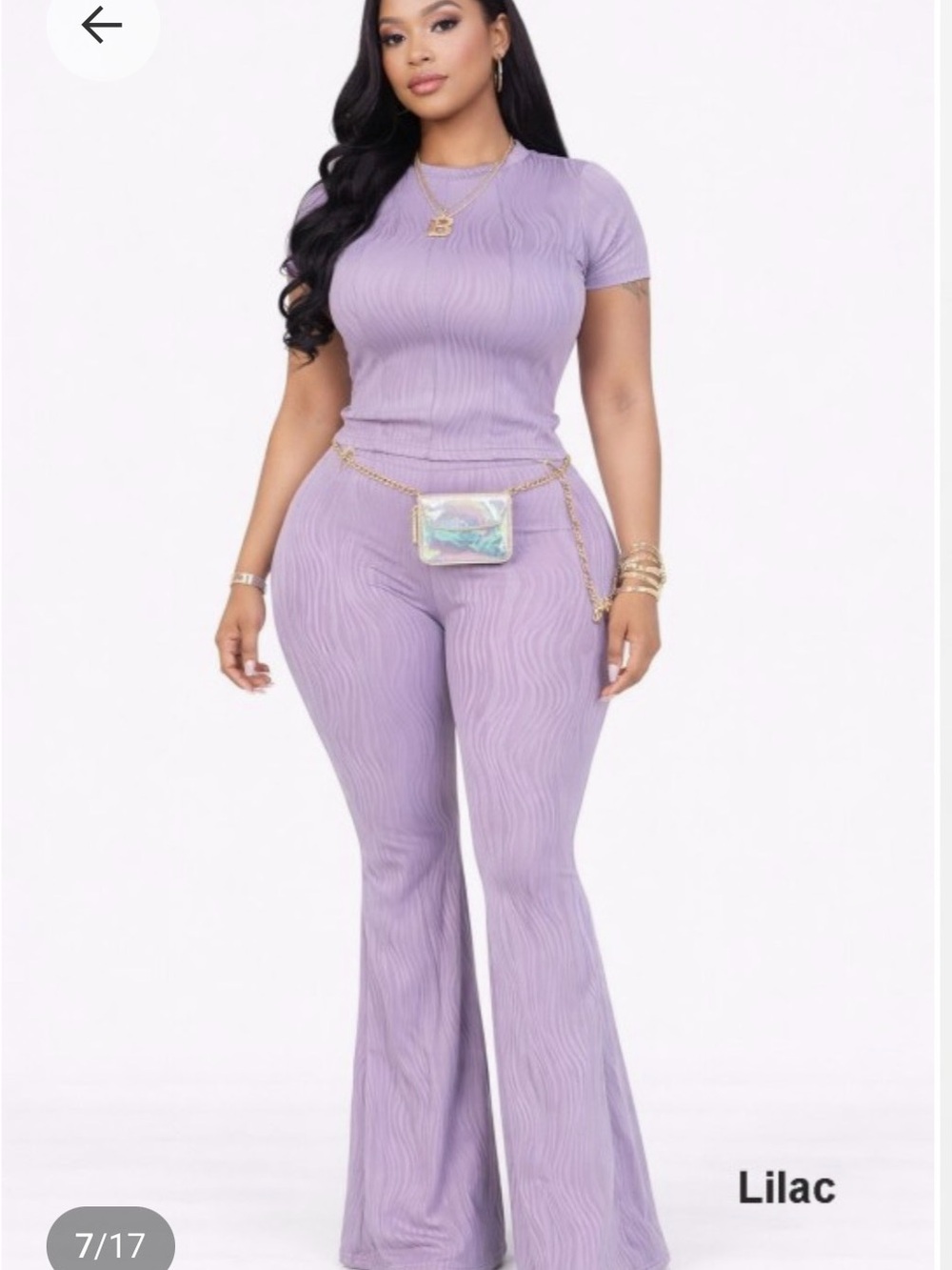 Lilac Wavy Bliss Flare Matching Lounge Set- Women